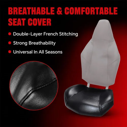 Vista 3 de CHEDA Funda de asiento, compatible con Polaris RZR 570 800 900 2008+ 2008, cuero estándar negro Leather Standard Black