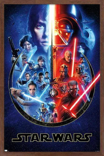 Vista 10 de Trends International Star Wars: Saga - Póster de pared Skywalker Saga, 22.4 pulgadas de largo x 14.7 pulgadas, versión enmarcada de madera de granero