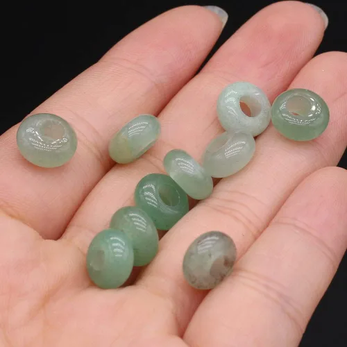 Vista 8 de 50 cuentas sueltas de piedra semipreciosa natural con agujero grande, forma de ábaco, ópalo de moda, amatista, unakita, cuarzo rosa, cuentas