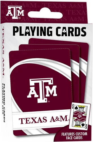 Vista 2 de MasterPieces - Juegos de mesa para la familia - Cartas de juego de la NCAA Texas A&M Aggies - Baraja de cartas con licencia oficial para adultos
