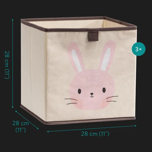 Vista 7 de Navaris Juego de 3 cubos de almacenamiento para niños, organizador de tela para niños, cubo de tela plegable para dormitorio de niños, guardería