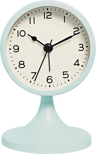 Vista 3 de Queena Reloj despertador retro redondo silencioso sin tictac, funciona con pilas, para dormitorio, color negro