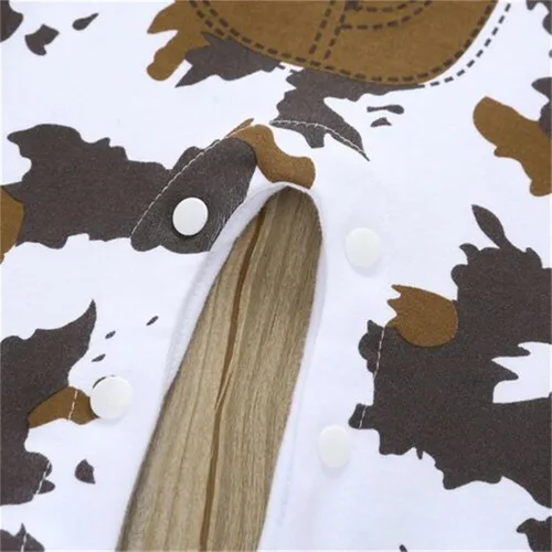 Vista 7 de VISGOGO Western Baby - Conjunto de disfraz de 3 piezas, mameluco con borlas, sombrero de estrella de ala ancha, bufanda estampada triangular