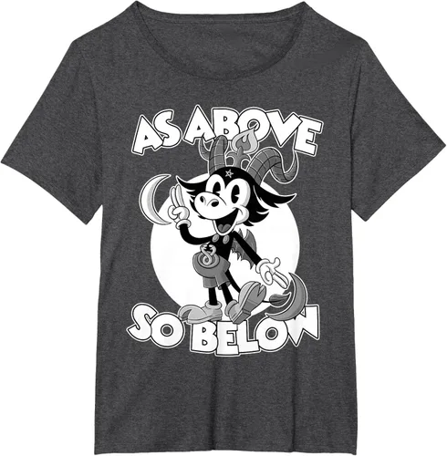 Vista 25 de Camiseta de dibujos animados retro de Baphomet Pagan As Above So Below, Negro, S