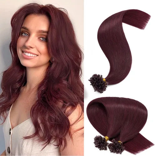 Vista 8 de Extensiones de cabello humano con punta en U, con queratina de fusión caliente, extensiones de cabello humano real, extensiones de cabello Remy