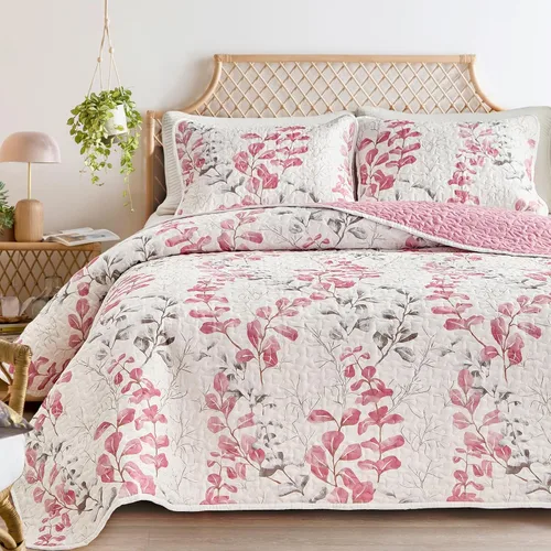 Vista 7 de Flysheep Juego de edredón reversible tamaño individual, juego de ropa de cama de verano de 2 piezas con estampado botánico floral botánico blanco