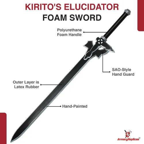 Vista 3 de Espada Elucidator del personaje de animé Kirito de espuma
