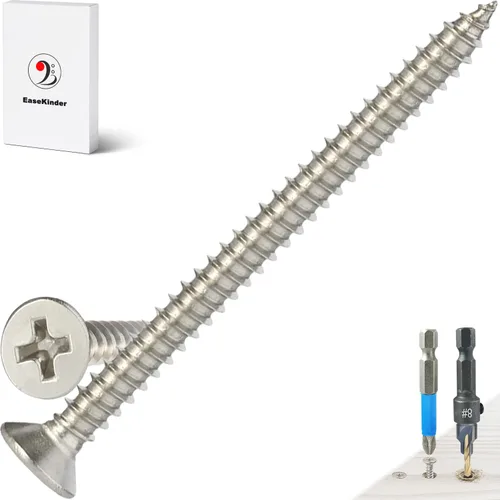 Vista 17 de Tornillos para madera, 120 tornillos Phillips de cabeza plana, tornillo de acero inoxidable 304 con kit de avellanado de madera ajustable (#4 x 1)