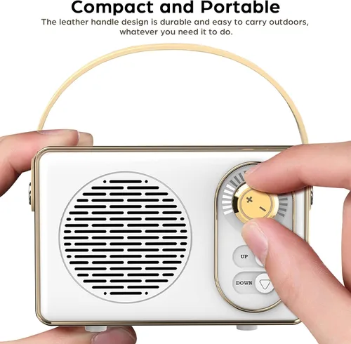 Vista 5 de Altavoz Bluetooth retro, JS-6414, Altavoz Bluetooth inalámbrico portátil vintage 5.0 con tarjeta TF U disco AUX, verde
