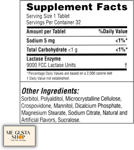 Vista 4 de Equate - Suplemento dietético de acción rápida para alivio de lácteos con enzima lactasa, tabletas masticables con sabor a vainilla, 32