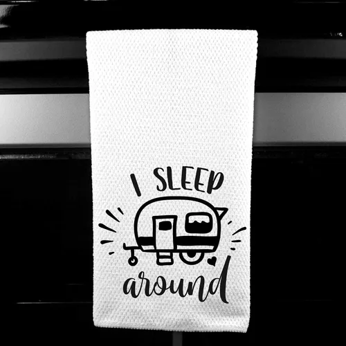 Vista 2 de I Sleep Around Funny Camper - Toalla de cocina de microfibra para bar