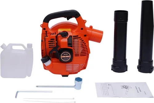 Vista 7 de Soplador de hojas de mochila 25.4CC 2 tiempos alimentado a gas jardín patio ventilador limpio 275 CFM, 750W 7500RPM, motor de refrigeración por