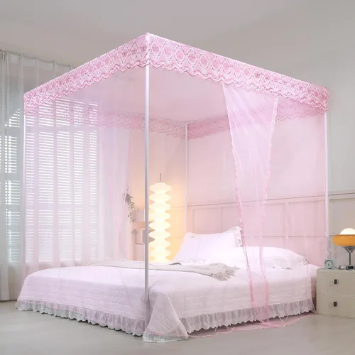 Vista 2 de naturetalk Dosel para Cama, Red de Cortina de Cama de Princesa para Niñas y Adultos, Red de Cúpula de Encaje Rectangular de Tres Puertas