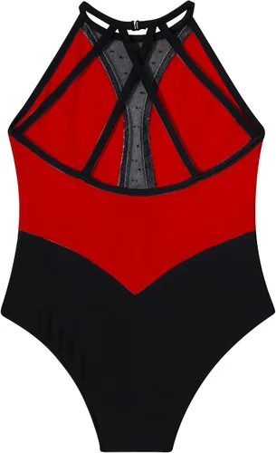 Vista 4 de Kids Girls' Rhinestone Contemporary Ballet Dance Leotard Mesh Splice Gymnastics Bodysuit Stage Performance