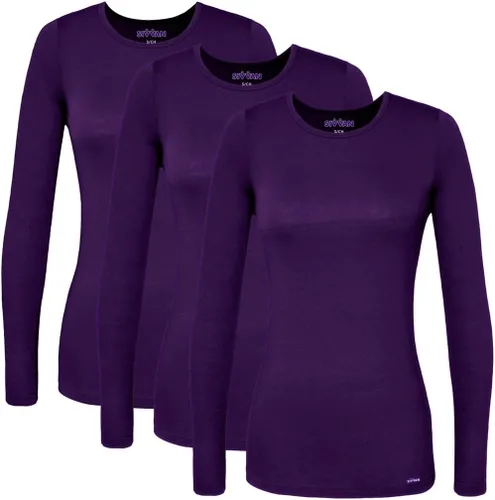Vista 32 de Sivvan 3-Pack Women's Long-Sleeve Comfort Underscrub Tee, Scrubs Undershirts Aguamarina (Aquamarine)