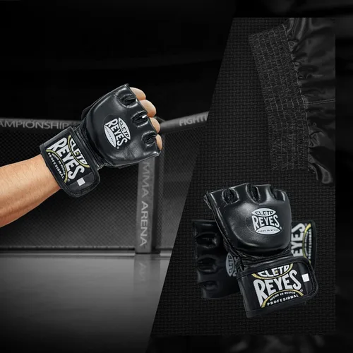 Vista 4 de CLETO REYES Black Mamba MMA - Guantes de lucha de boxeo para hombres y mujeres, piel de vaca, sin pulgar, color negro