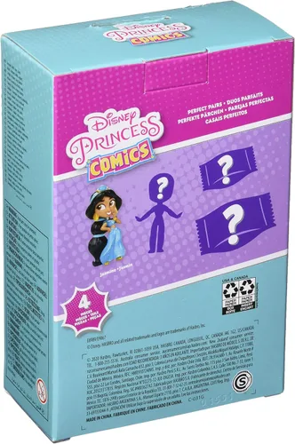 Vista 4 de Disney Princess Perfect Pairs Jasmine, divertido juguete de desembalaje de Aladdin con 2 muñecas, vitrina portátil y soporte, para niños de 3 años