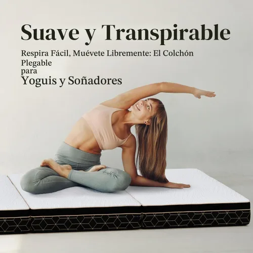 Vista 5 de GEMBED Colchón de Espuma Viscoelástica Tri-Fold - Cama de Piso Plegable Portátil de 3 Pulgadas con Funda Lavable y Base Antideslizante, Ahorra