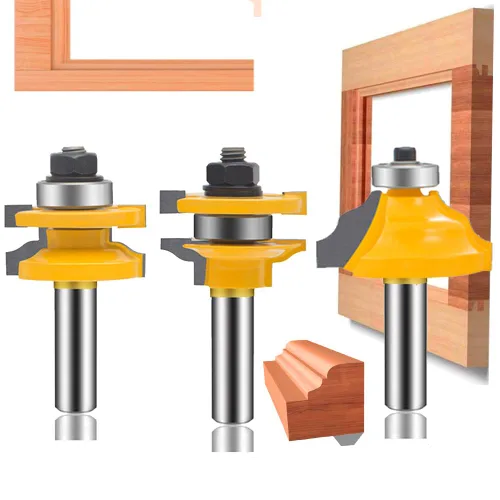 Vista 9 de LEATBUY 1/2 Inch Shank Router Bit Set 5 PC for Cabinet Door Edge Bits (KY1) Panel Cabinet Door Rail and Stile Router Bits Sets Woodworking Wood
