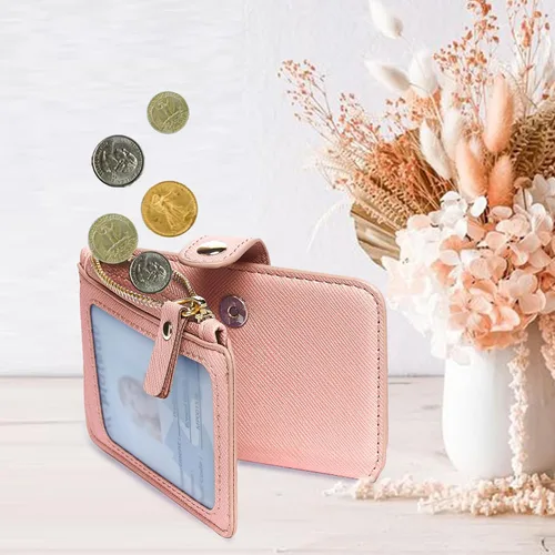 Vista 5 de M-Plateau Estuches para tarjetas, fundas de cuero para tarjetas e identificación, tarjetero para tarjetas de crédito, cartera pequeña para tarjetas