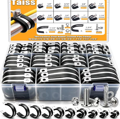 Vista 9 de Taiss 40 piezas de abrazaderas de cable de 3/4 pulgada, abrazaderas de alambre aisladas de goma de acero inoxidable 304, abrazaderas en bucle
