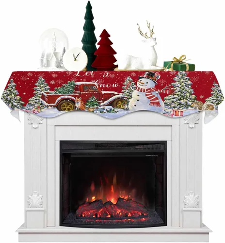 Vista 12 de Funda de bufanda de chimenea de Navidad, mantel superior, bufanda para Navidad, Halloween, Acción de Gracias, otoño, decoración de interiores