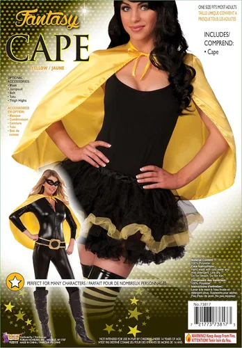 Vista 3 de Capa corta de 25 pulgadas para disfraces de Halloween, talla única , Amarillo