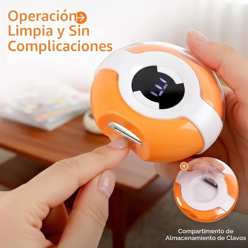 Vista 7 de Cortador de uñas eléctrico 2 en 1 y pulidor de uñas (naranja)