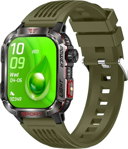 Vista 14 de Reloj inteligente para hombre, rastreador de fitness con brújula linterna y iPhone Android Support Make & Answer Calls, 2.01"Heart Rate Blood