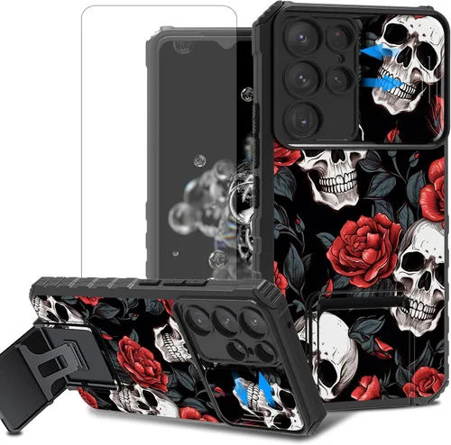 Vista 69 de Funda para teléfono Samsung Galaxy A15 5G con protector de pantalla con cubierta deslizante para cámara y soporte de doble capa híbrida resistente a