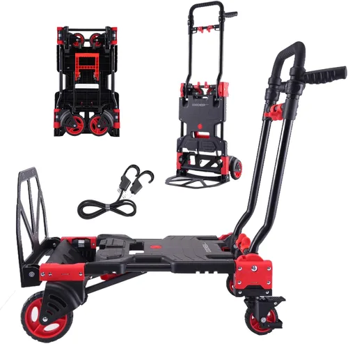 Vista 10 de Carro móvil plegable para carretilla de mano, 330lb convertible de 4 a 2