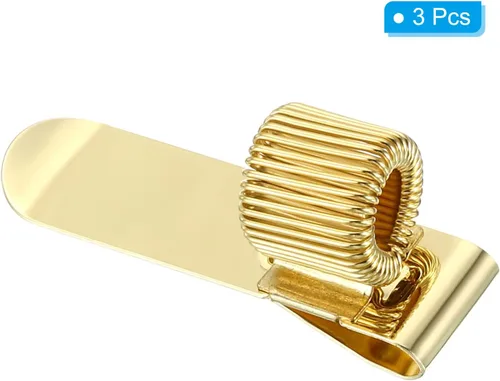 Vista 3 de PATIKIL Clips para bolígrafos, 3 unidades, de metal, vertical, portátil, de un solo resorte, organizador de lápices para oficina, negocios, Dorado
