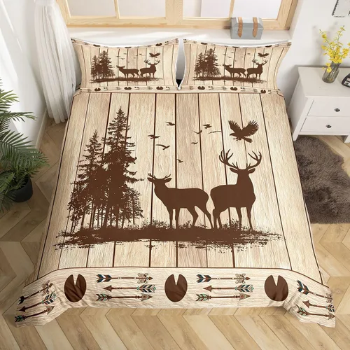 Vista 11 de Juego de funda de edredón de diente de león, estrella de Texas occidental, para niños y niñas, funda de edredón de tablones de madera gris y blanco