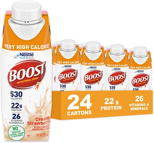 Vista 8 de BOOST Bebida nutricional muy alta en calorías, ayuda al aumento de peso y mantenimiento, 530 calorías, 26 vitaminas y minerales, 0.78 oz
