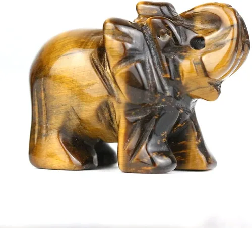 Vista 8 de Estatua de elefante de cristal de piedra de sangre de África, estatua de elefante de bolsillo de 1.5 pulgadas para curación Reiki, regalo