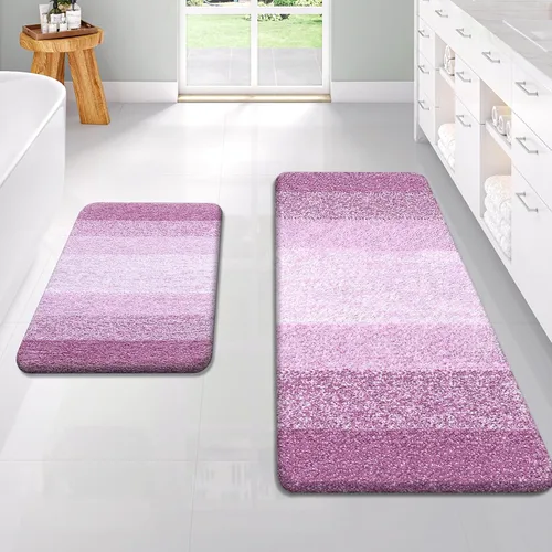 Vista 100 de OLANLY - Juego de tapetes para baño de 2 piezas, de microfibra, suaves y absorbentes, antideslizantes, lavables a máquina y para secadora, felpudos