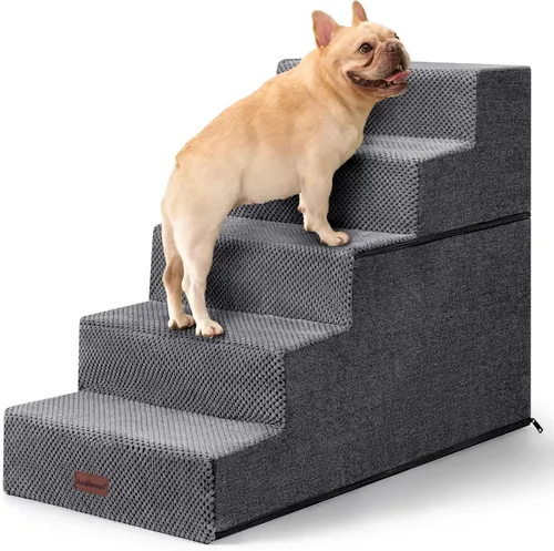 Vista 11 de Aodisman Escaleras para perros para cama o sofá, escaleras para mascotas de Gris