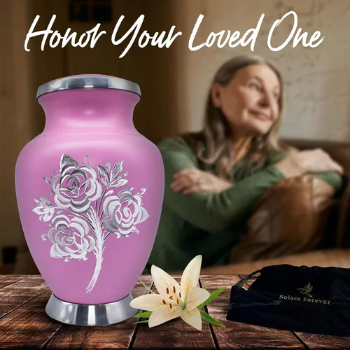 Vista 2 de Urna de Cremación de Rosa para Cenizas para Mujeres y Hombres - Urnas de Rosa Artesanales para Cenizas Humanas Adultas Femeninas y Masculinas