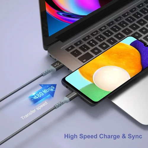 Vista 6 de Cargador de pared de carga rápida adaptable con cable USB C de 10 pies, cargador rápido USB tipo C compatible con Galaxy S25 S24 S23 Ultra A15 A13