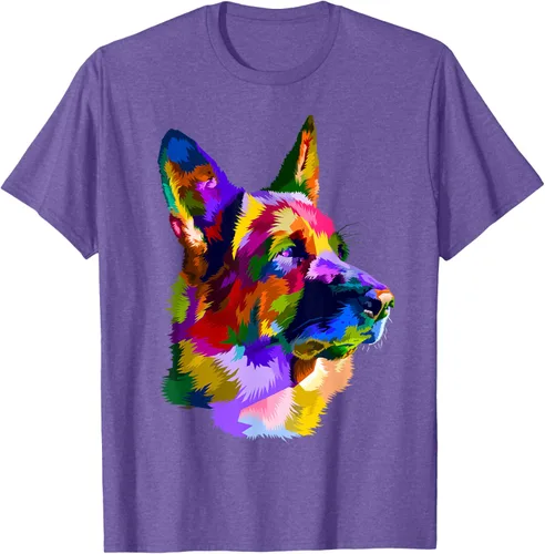 Vista 6 de Camiseta con retrato de pastor alemán para dueños de perros, Negro, S