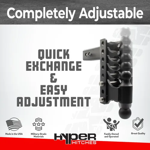 Vista 5 de Enganche de remolque ajustable M255, se adapta a receptor de 2 pulgadas, caída y elevación ajustable de 3 pulgadas, incluye enganche de doble bola