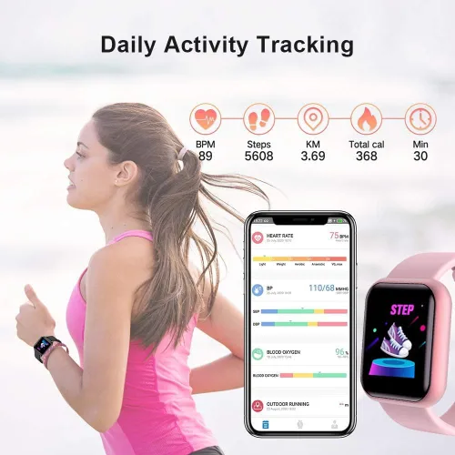 Vista 4 de Reloj inteligente rastreador de fitness con monitor de frecuencia cardíaca podómetro de seguimiento de actividad para mujeres y hombres rastreador