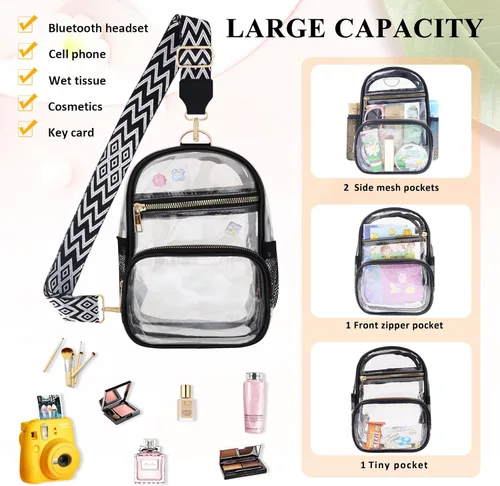 Vista 4 de Clear Bag Stadium Approved Events Concerts Sports Outdoors Water Bottle Holder,Clear Purse for Women Men Handbags