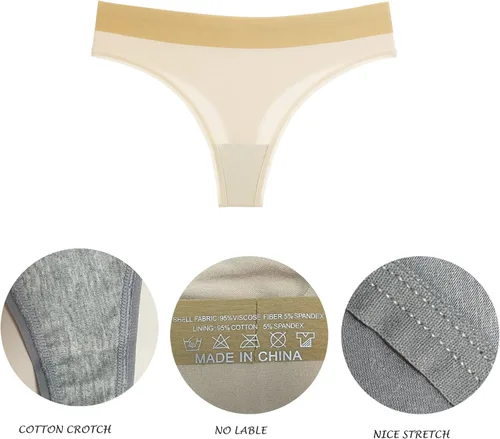 Vista 4 de Buankoxy Paquete de 6 tangas de tiro bajo sin costuras que no se muestran cómodas, ropa interior hipster, paquete múltiple