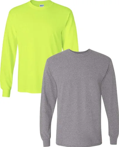 Vista 51 de Gildan - Camiseta de algodón y de manga larga para hombre, modelo G2400 (1) verde irlandés + (1) negro
