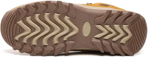 Vista 6 de TSIODFO Moda Hombres Botas Invierno Impermeable Al Aire Libre Senderismo Zapatos Cuero Negro