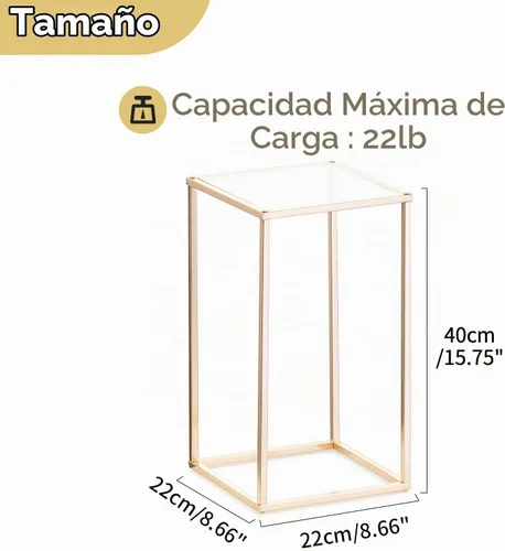 Vista 5 de NUPTIO Jarrones dorados para centros de mesa con panel acrílico, 15.75