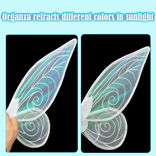 Vista 7 de YOUBLEK Alas de hadas para adultos alas de mariposa alas de ángel transparentes y brillantes disfraz de Halloween para niños