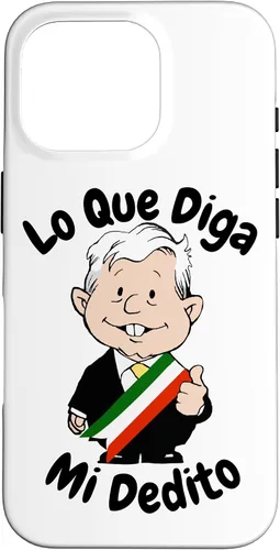 Vista 20 de Funda para iPhone 16 Lo Que Diga Mi Dedito Divertida Caricatura AMLO Amlito México 4T