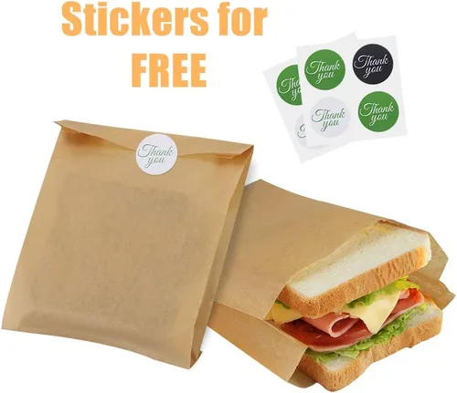 Vista 3 de BagDream Bolsas de papel para sándwich de 7.9 x 6.3 x 1.96 pulgadas, 200 unidades, bolsas de papel reciclables para cocina, sellables